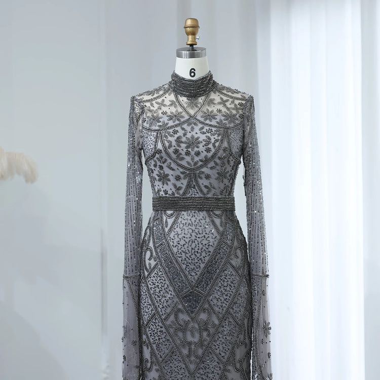Vestido de Festa Elegante Prateado em Renda Rustico