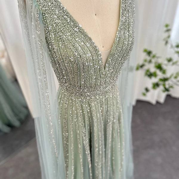 Vestido de Festa Longo Luxuoso com Maxi Manga - Modelo Especial