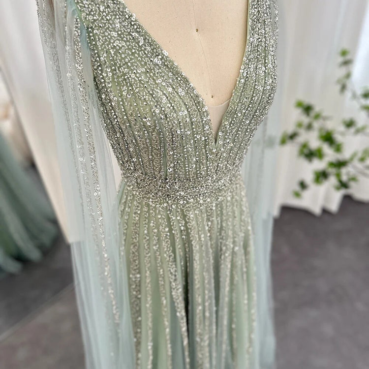 Vestido de Festa Longo Luxuoso com Maxi Manga - Modelo Especial