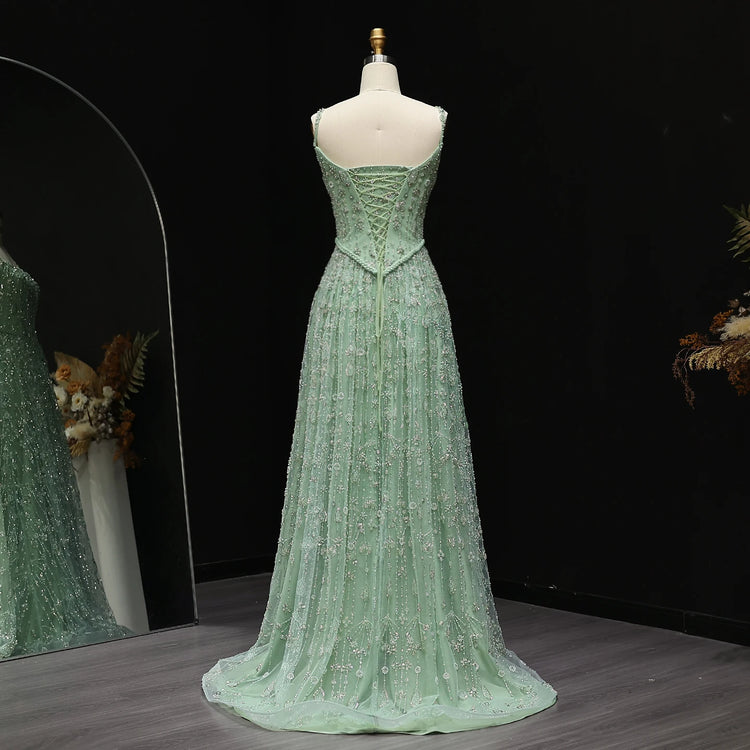 Vestido de Festa Luxo com Corset Decorado em Pérolas