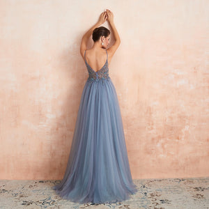 Vestido de Festa Luxo com Decoração em Cristais Florais (Pronta Entrega)