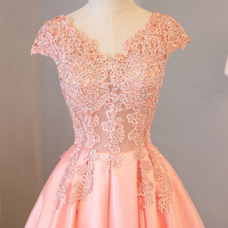 Vestido de Festa Longo em Cetim Decorado com Cristais (Pronta Entrega)