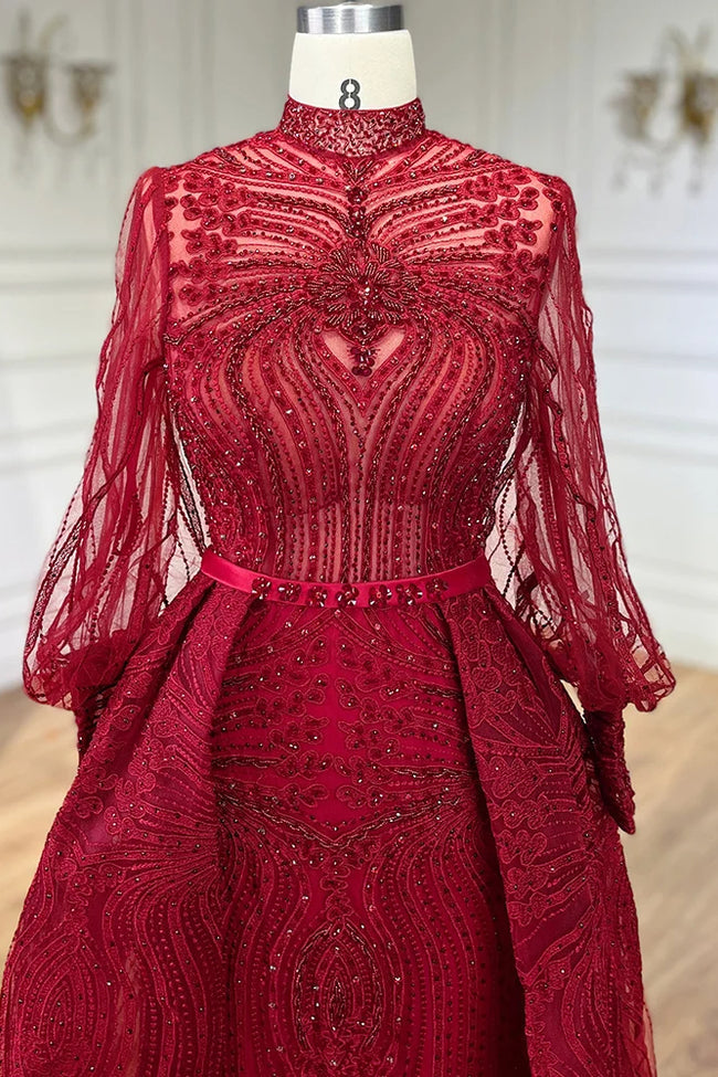 Vestido de Festa Luxo Longo Todo Decorado em Pedrarias e Maxi Saia (Pronta Entrega)