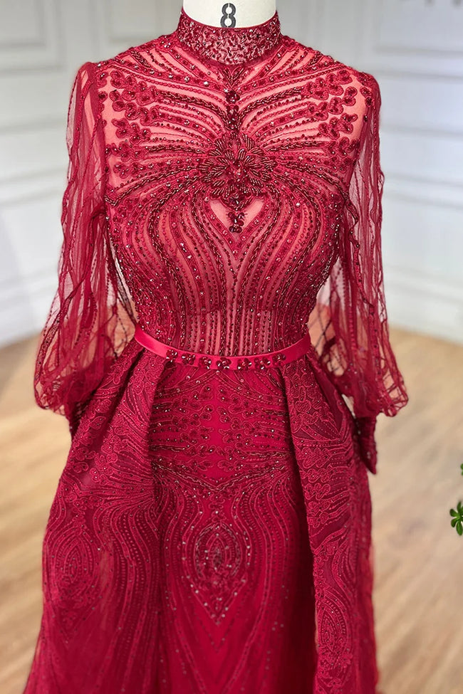 Vestido de Festa Luxo Longo Todo Decorado em Pedrarias e Maxi Saia (Pronta Entrega)