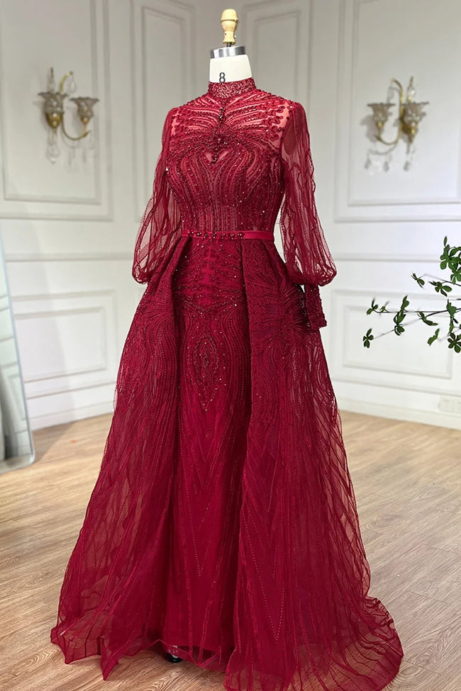 Vestido de Festa Luxo Longo Todo Decorado em Pedrarias e Maxi Saia (Pronta Entrega)