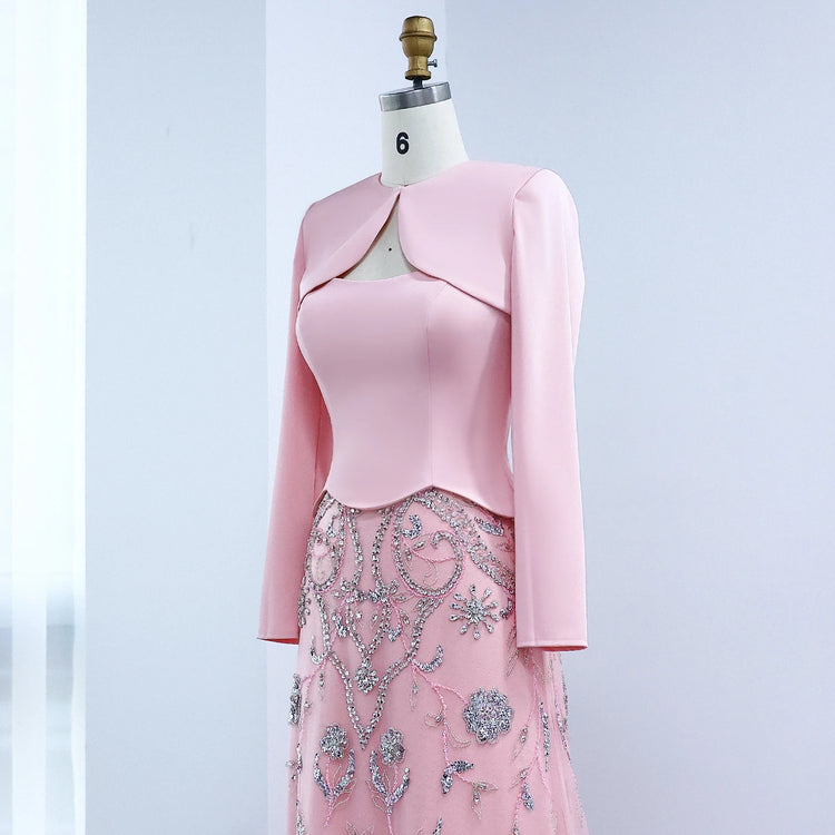 Vestido de Festa Longo Luxo com Cristais Saia em Renda