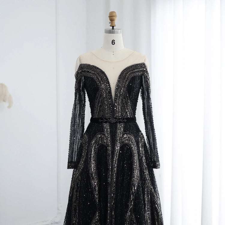 Vestido de Festa Longo Bordado com Brilho Intenso