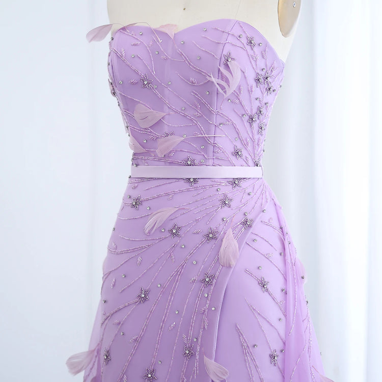 Vestido de Festa Lilás Encanto em Renda Slit