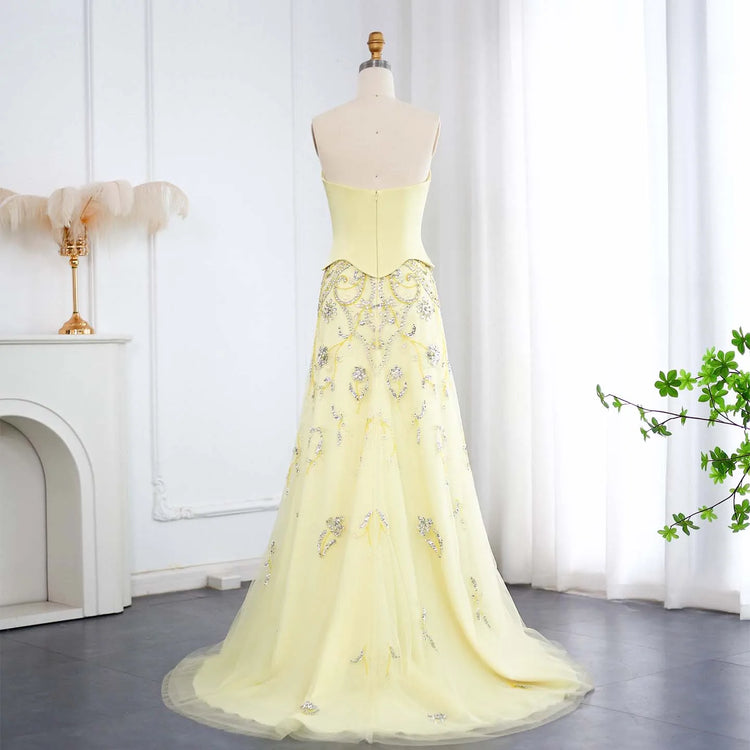 Vestido de Festa Longo Luxo com Cristais Saia em Renda
