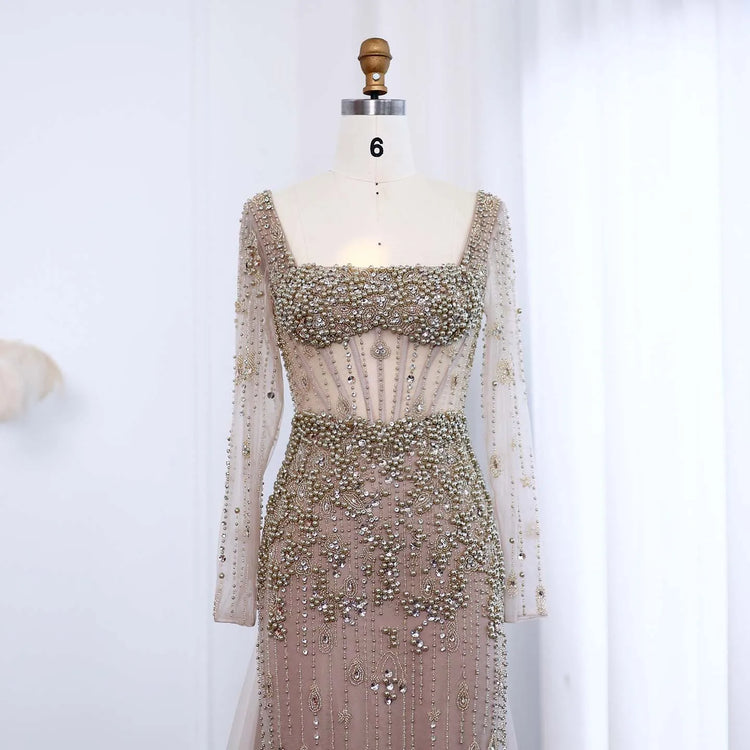 Vestido de Festa Elegancia Eterna Champanhe