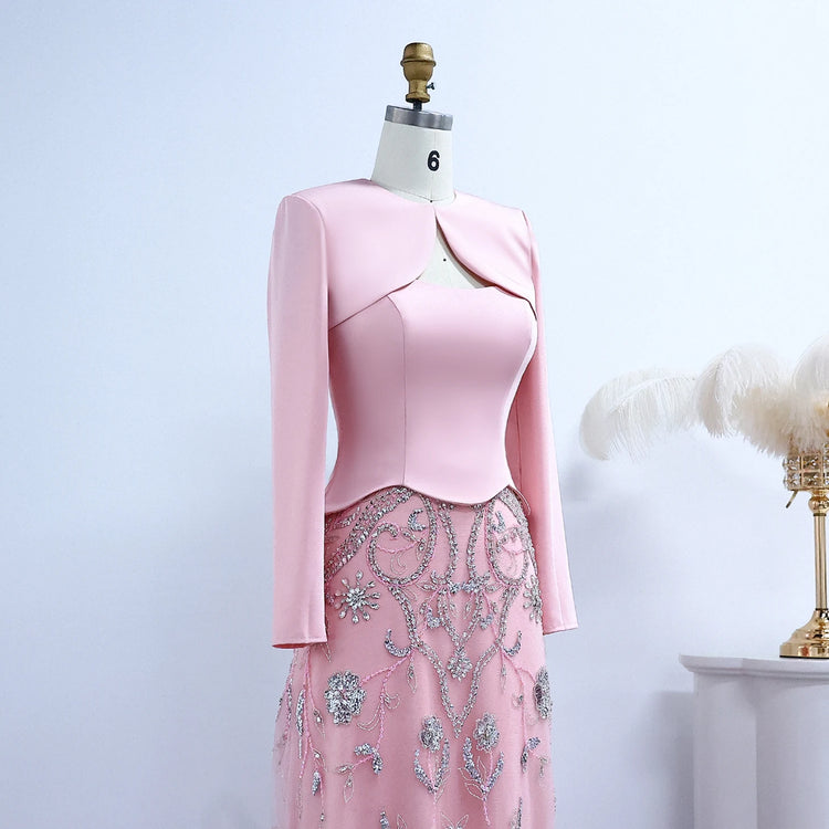 Vestido de Festa Longo Luxo com Cristais Saia em Renda