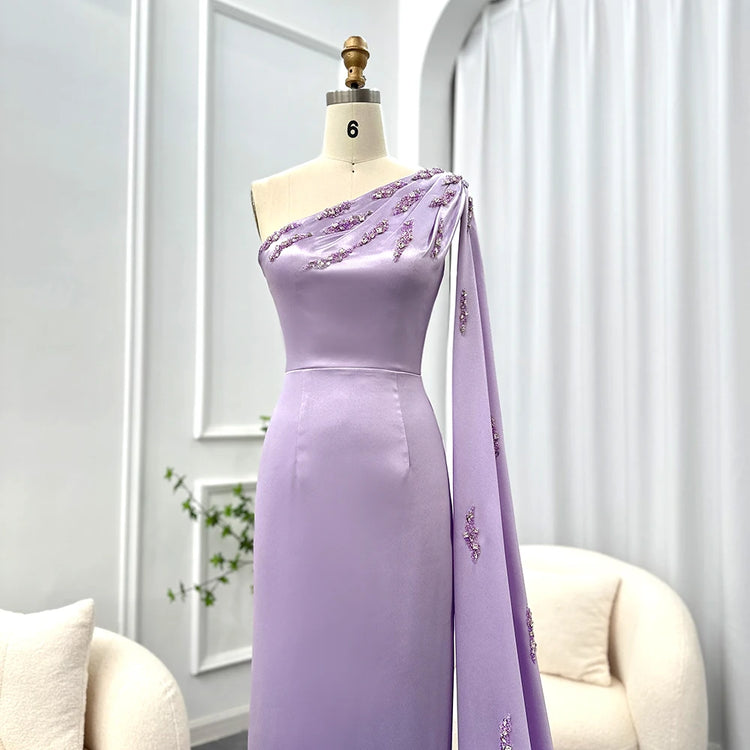 Vestido de Festa Longo com Capa Elegante Lilás - Modelo Especial