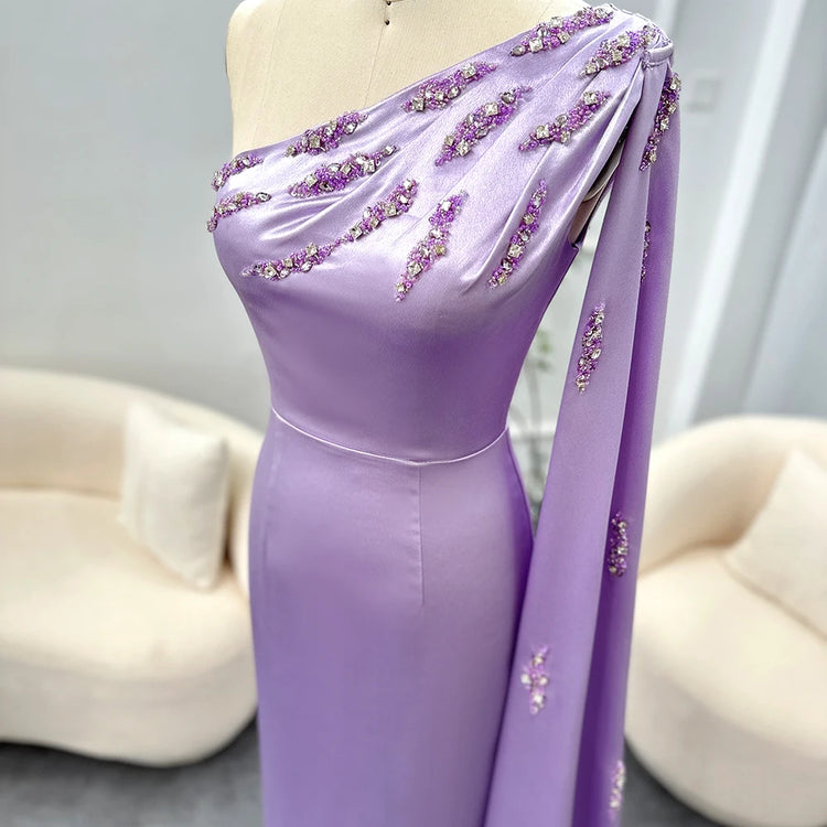 Vestido de Festa Longo com Capa Elegante Lilás - Modelo Especial