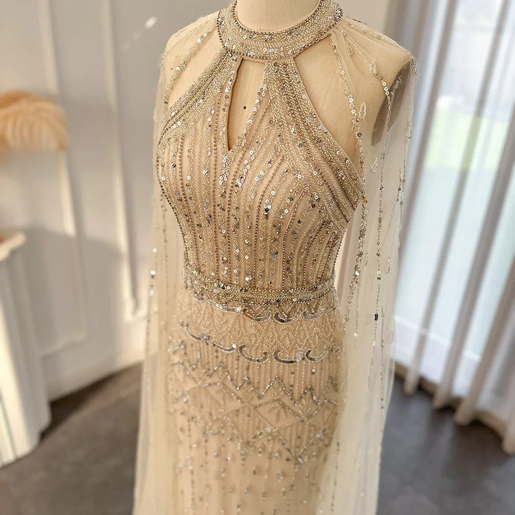 Vestido de Festa Sereia Luxo Todo Cravejado em Pedrarias