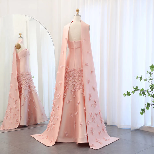 Vestido de Festa 3D Rosa Empoeirado Longo - Modelo Especial