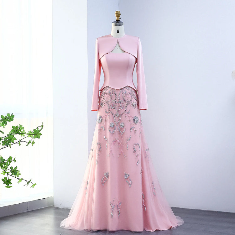 Vestido de Festa Longo Luxo com Cristais Saia em Renda