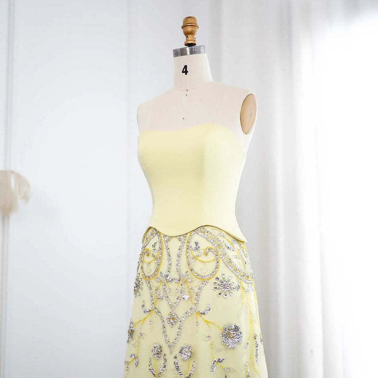 Vestido de Festa Longo Luxo com Cristais Saia em Renda