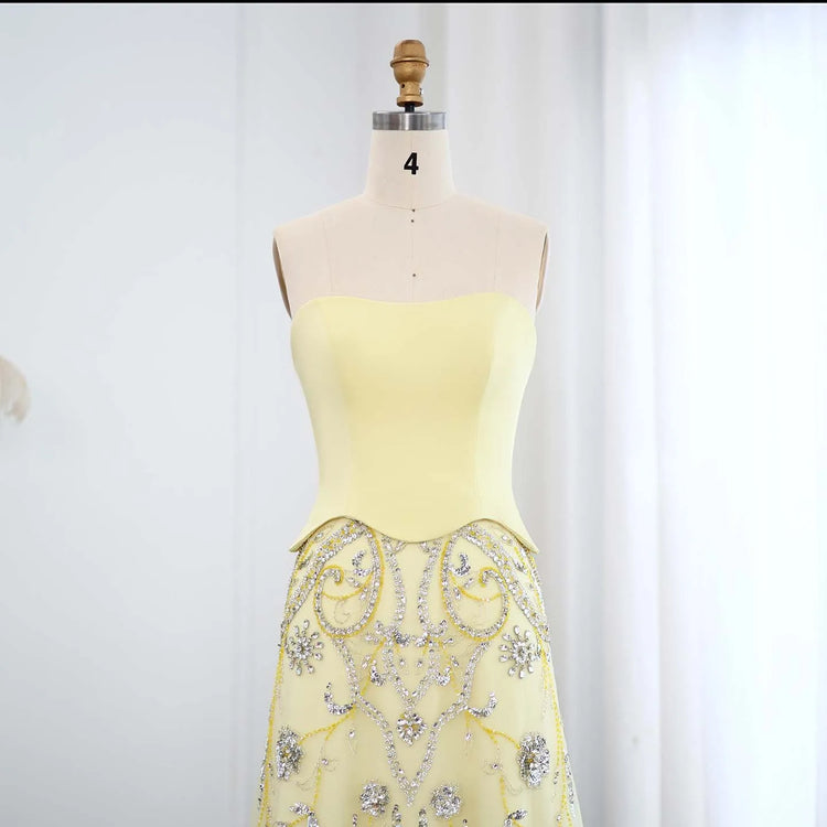 Vestido de Festa Longo Luxo com Cristais Saia em Renda