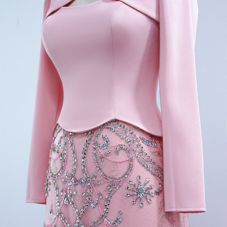 Vestido de Festa Longo Luxo com Cristais Saia em Renda