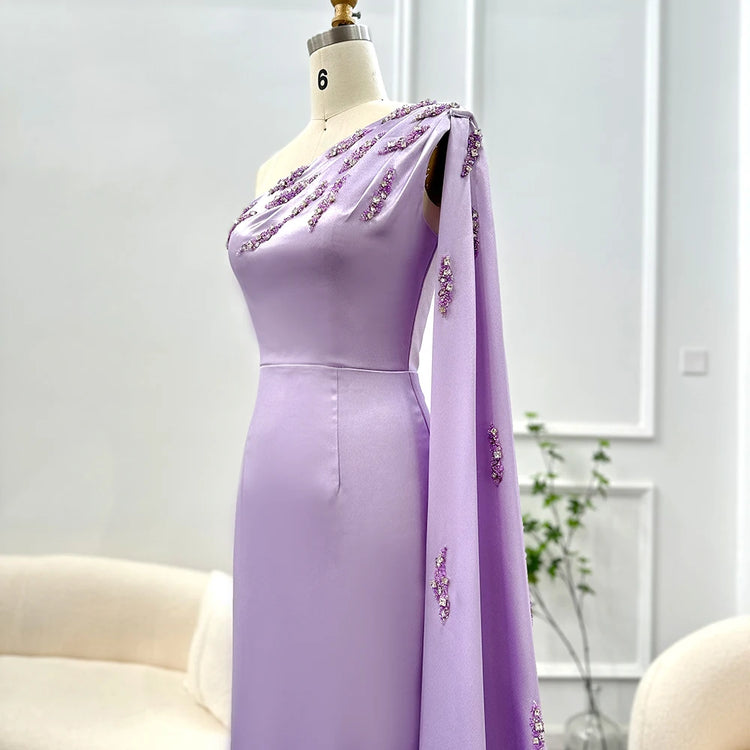 Vestido de Festa Longo com Capa Elegante Lilás - Modelo Especial