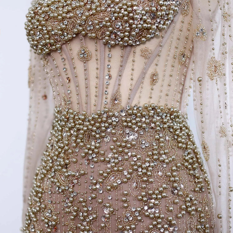Vestido de Festa Elegancia Eterna Champanhe