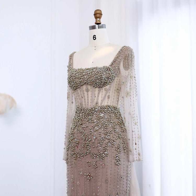 Vestido de Festa Elegancia Eterna Champanhe