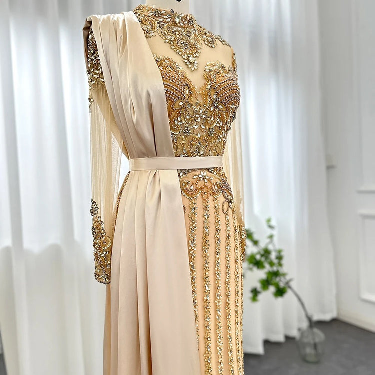 Vestido de Festa Luxo Absoluto com Decoração em Cristais com Efeito de Jóias - Modelo Especial