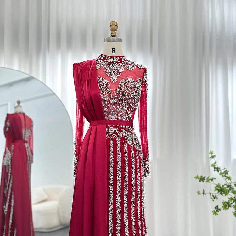 Vestido de Festa Luxo Absoluto com Decoração em Cristais com Efeito de Jóias - Modelo Especial