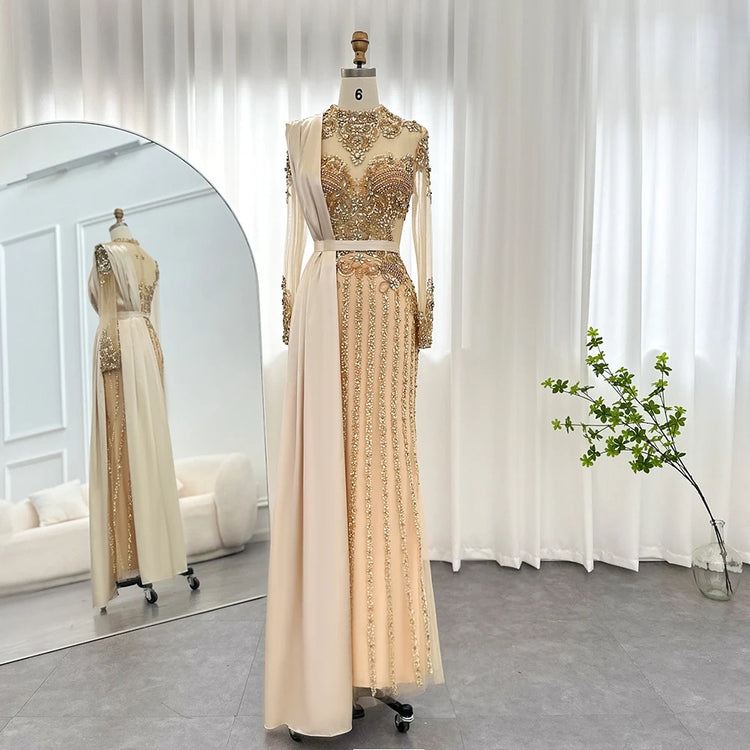 Vestido de Festa Luxo Absoluto com Decoração em Cristais com Efeito de Jóias - Modelo Especial