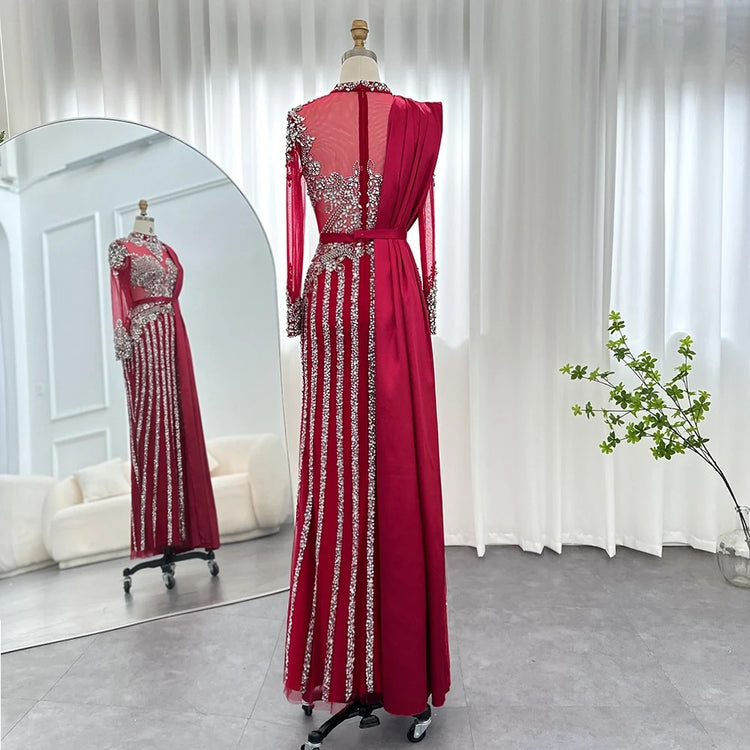 Vestido de Festa Luxo Absoluto com Decoração em Cristais com Efeito de Jóias - Modelo Especial