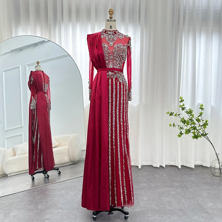 Vestido de Festa Luxo Absoluto com Decoração em Cristais com Efeito de Jóias - Modelo Especial