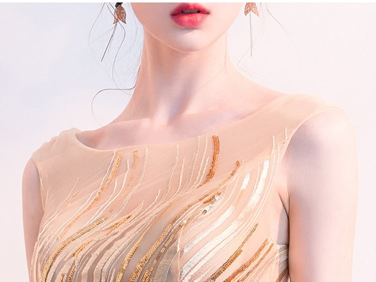 Vestido de Festa Longo Vintage Elegante Dourado