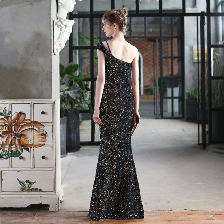 Vestido de Festa Longo Todo Detalhado com Brilho Preto