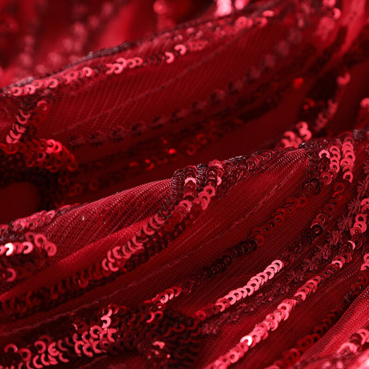 Vestido de Festa Marsala Luxo Midi com Detalhes Paetês