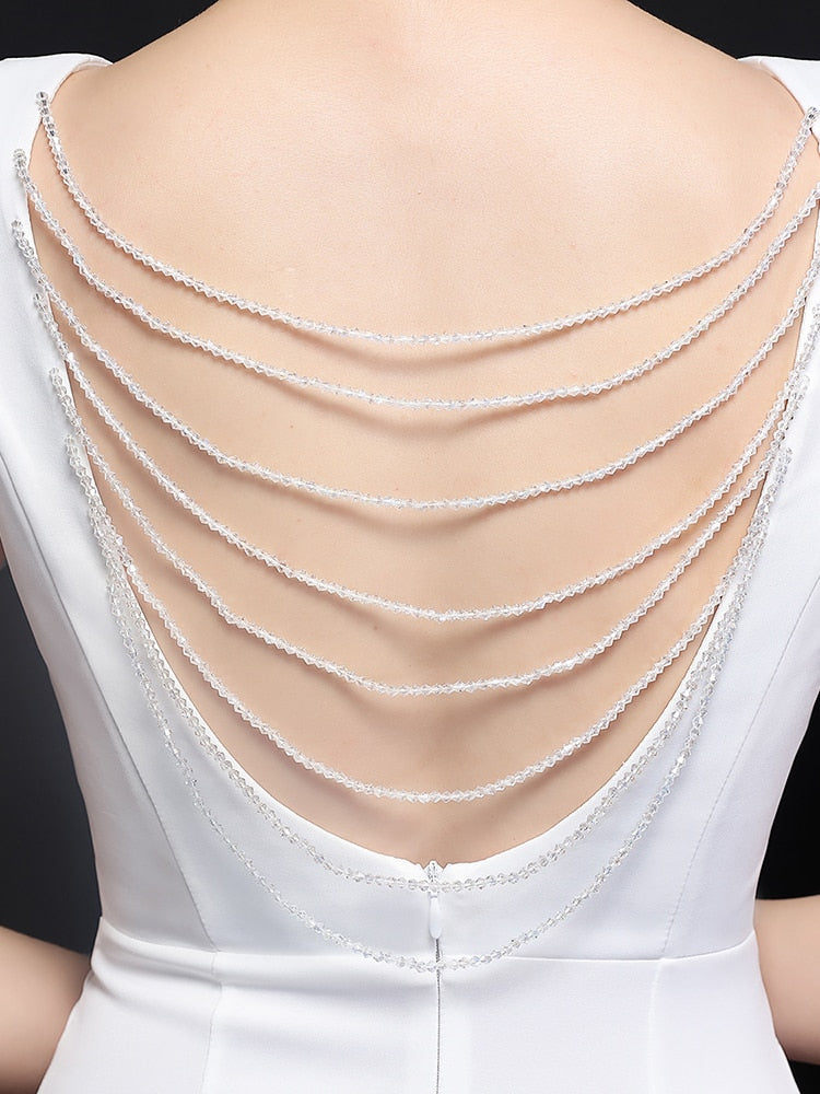 Vestido de Festa Longo Sereia com Abertura Lateral e Decote V Branco
