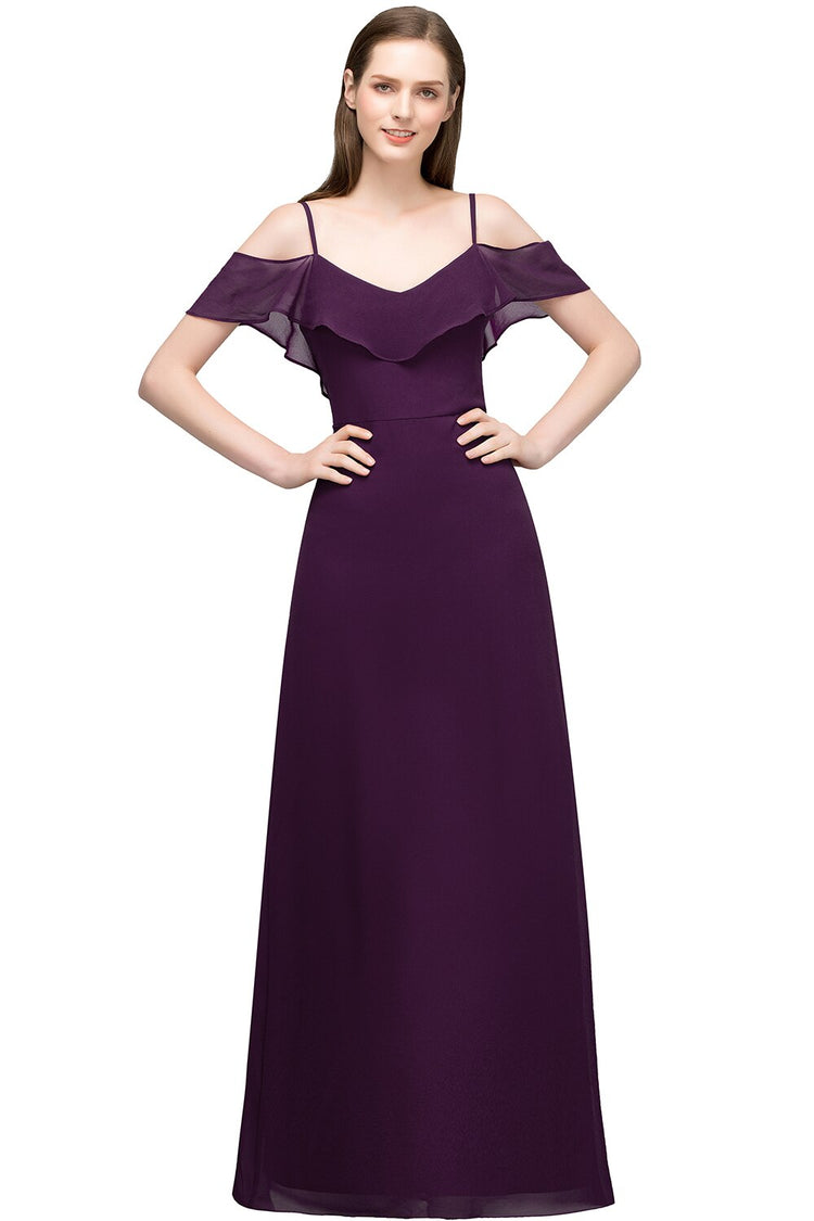 Vestido de Festa Longo com Detalhes Babados Roxo