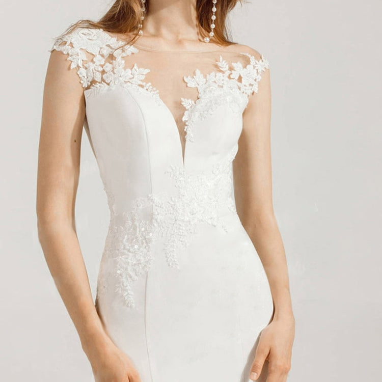 Vestido de Noiva Longo Sereia com Detalhes Bordados Branco