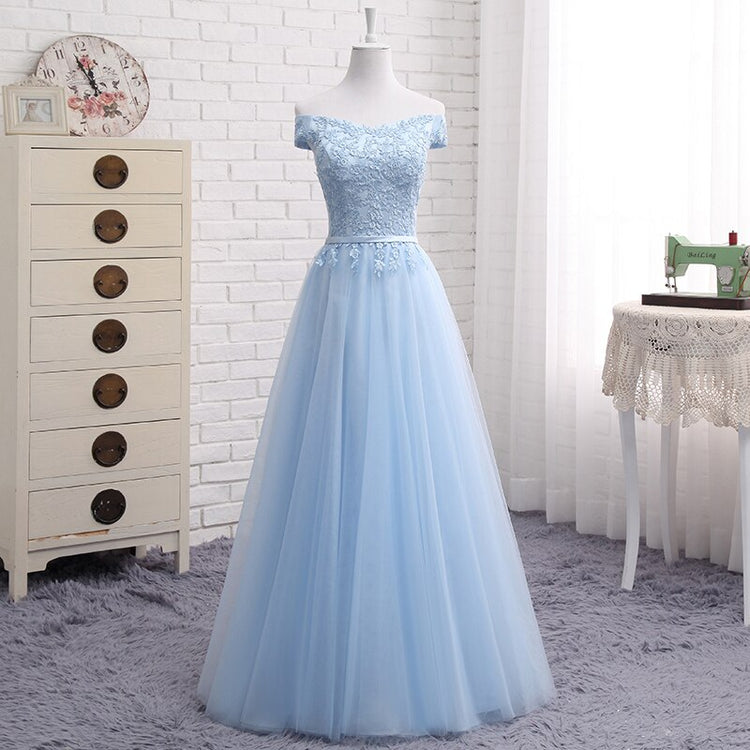 Vestido de Festa em Crepe com Renda Azul Serenity
