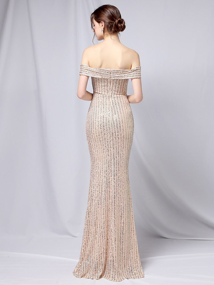Vestido de Festa Longo Brilho Dourado
