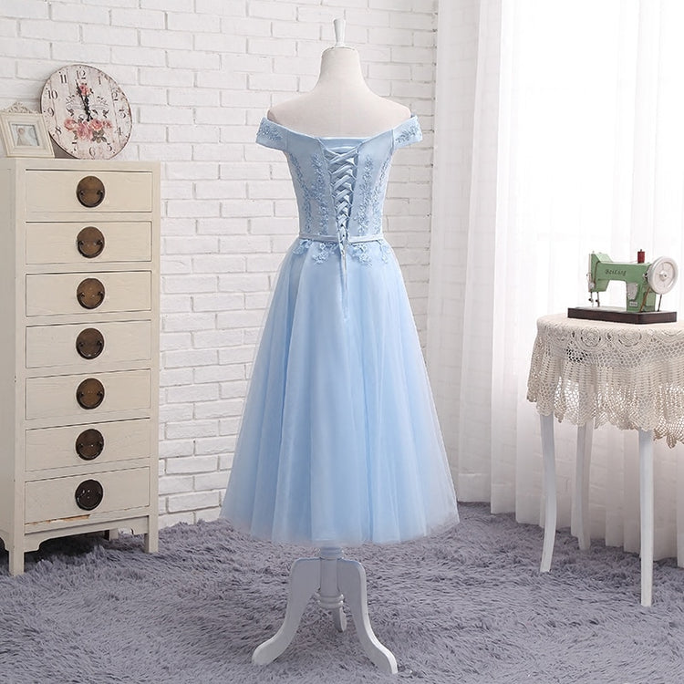 Vestido de Festa em Crepe com Renda Azul Serenity