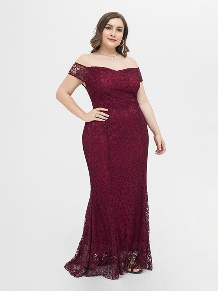 Vestido de Festa Longo com Sobreposição em Renda Marsala