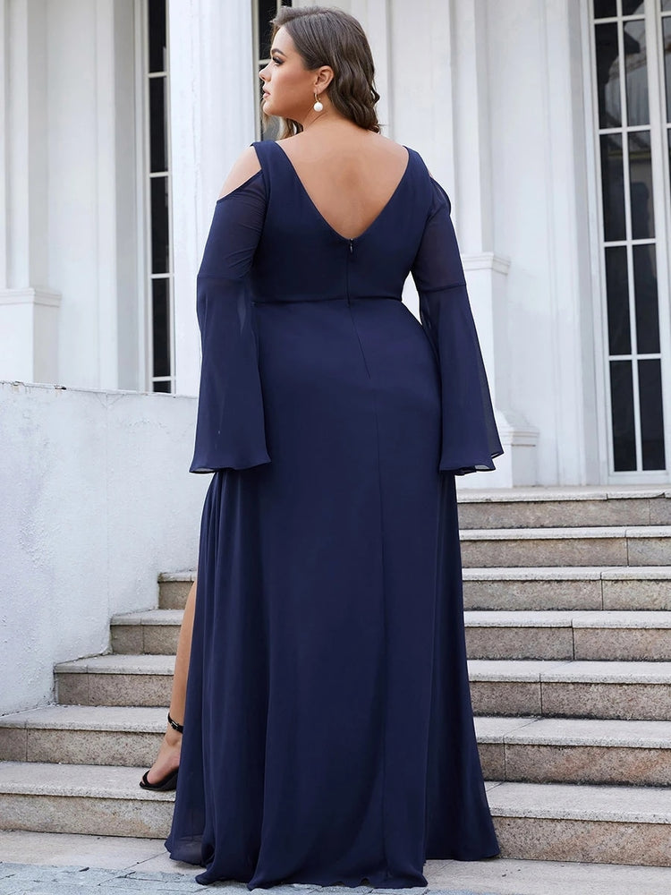 Vestido de Festa Longo com Manga Detalhada