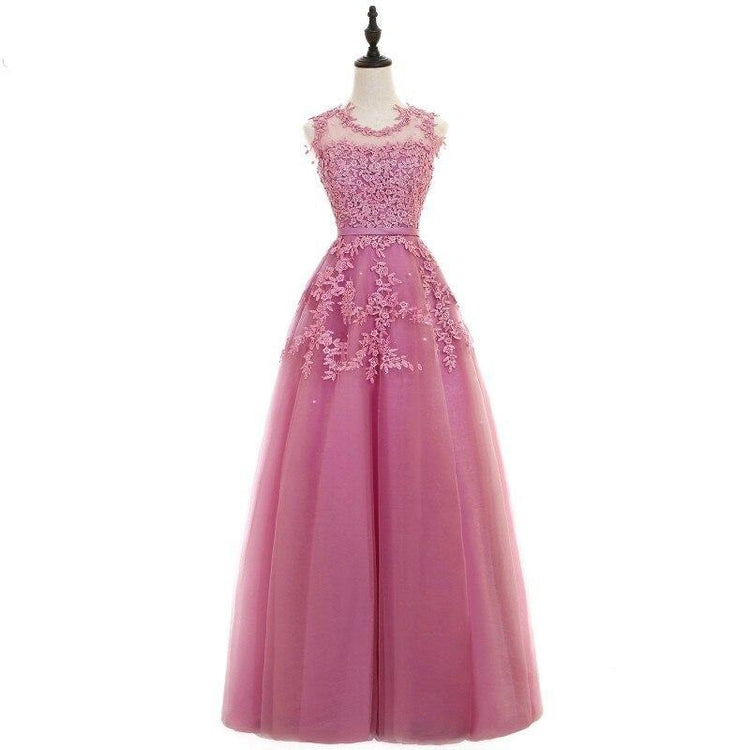 Vestido de Festa Longo Decorado em Tule Decorado com Pérolas