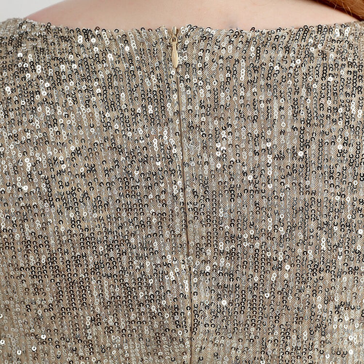 Vestido de Festa Midi com Tecido Brilho e Babados Prateado