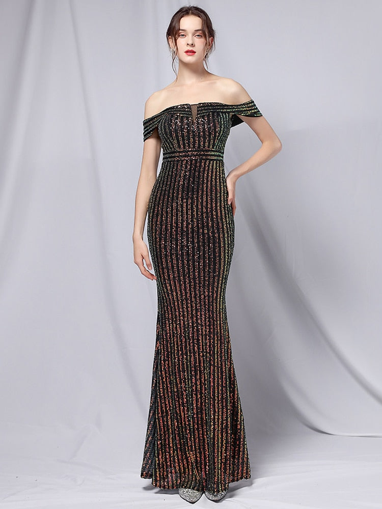Vestido de Festa Longo Brilho Preto