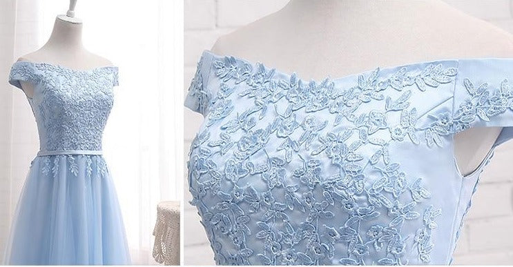 Vestido de Festa em Crepe com Renda Azul Serenity