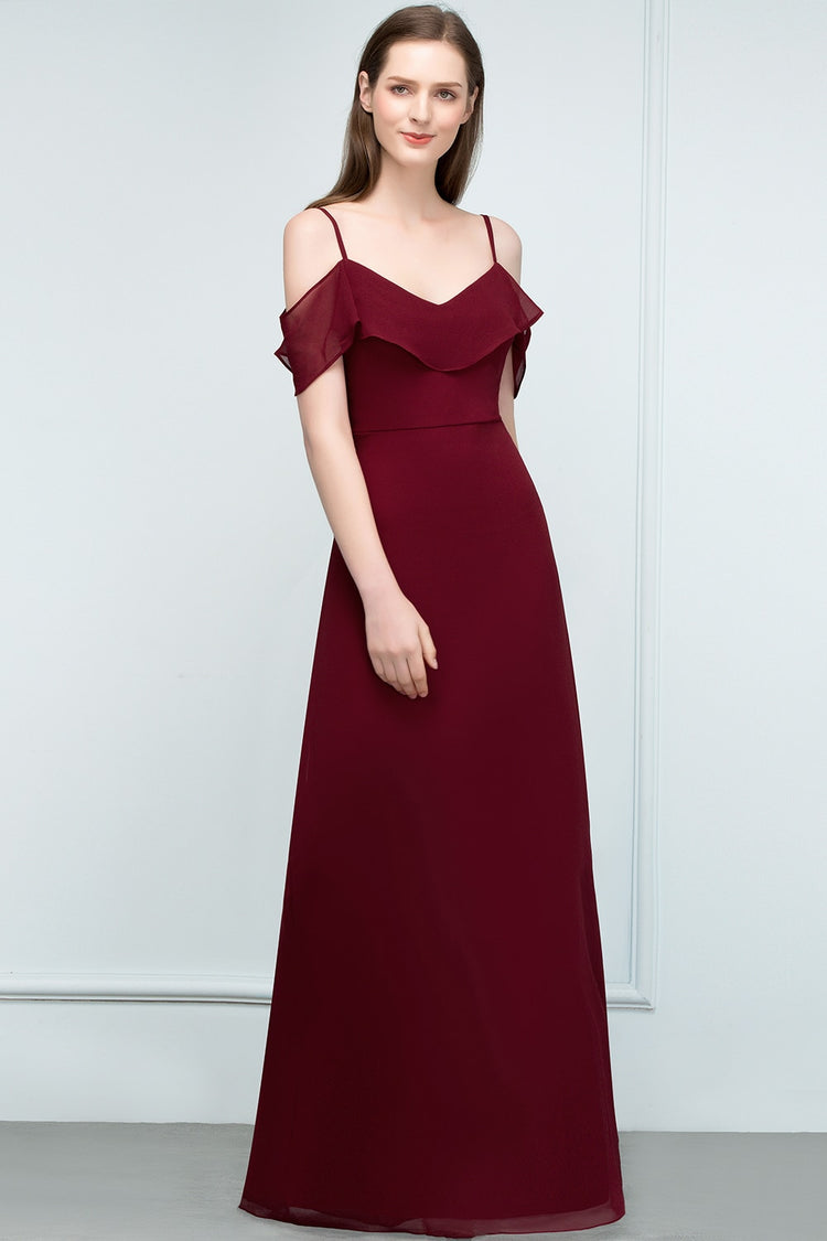 Vestido de Festa Longo com Detalhes Babados Marsala