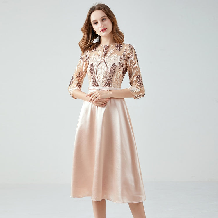 Vestido de Festa Midi em Renda Marfim