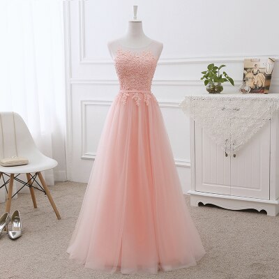 Vestido de Festa em Crepe com Apliques e Amarração Traseira Rosé