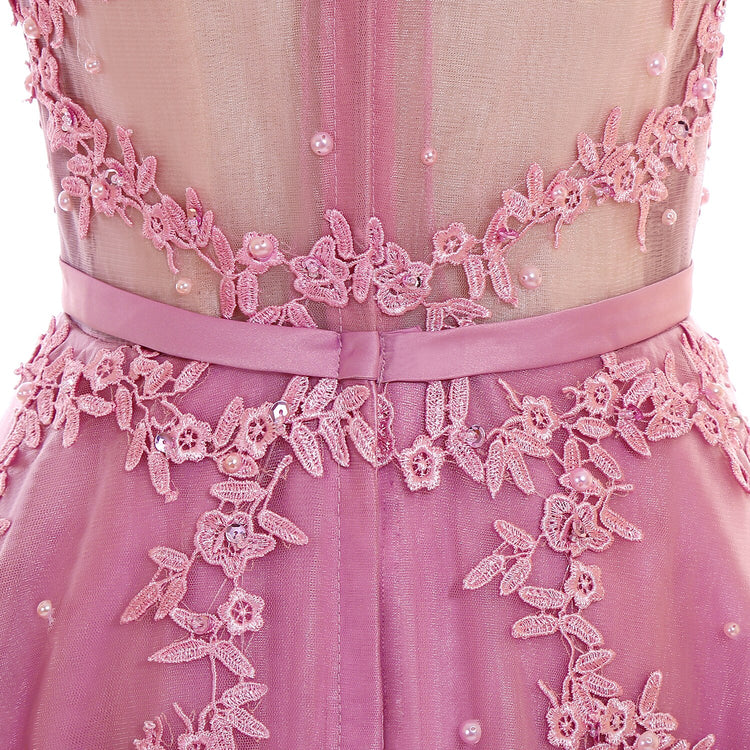 Vestido de Festa Longo Decorado em Tule Decorado com Pérolas